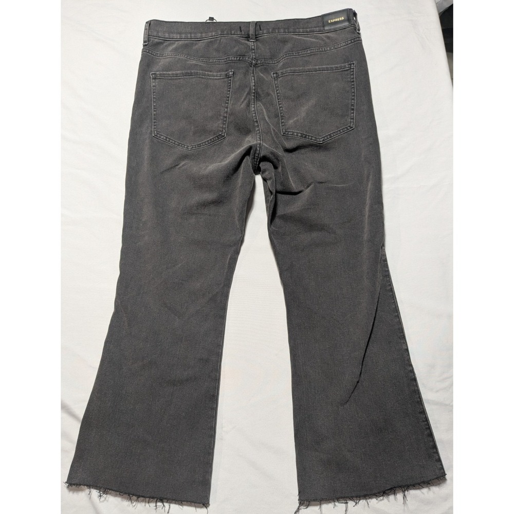 EXPRESS CROPPED FLARE‎ HIGH RISE - Women 14 Raw Hem Black Denim Jeans NEW - Picture 14 of 16